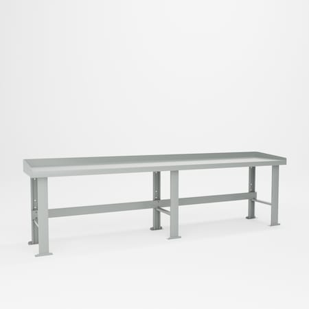 Pucel B-Series Workbench with Back and EndsTop, 24 in D x 120 in L, Gray B-24120