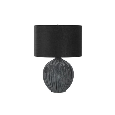 Homeroots 23" Black Ceramic Round Table Lamp With Black Drum Shade 545805