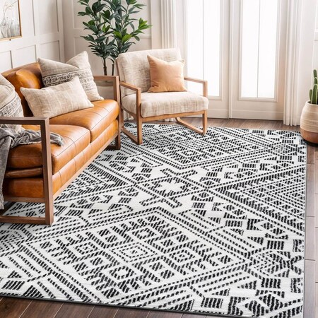 World Rug Gallery Tribal Pattern Area Rug 5 ft x 7 ft Cream WR141CREAM5X7