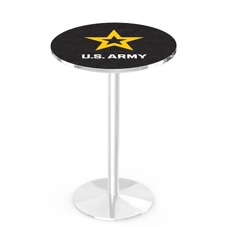 Holland Bar Stool Co 36" Chrome U.S. Army Pub Table, 36" dia. Top L214C3636Army