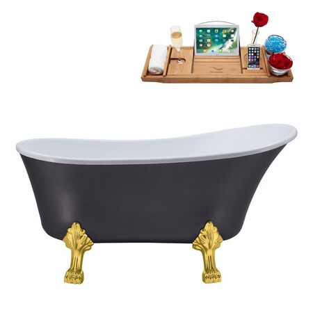 Streamline 55.1 in L, 26.8 in W, Matte Grey, Acrylic, Reversible N359GLD-IN-GLD