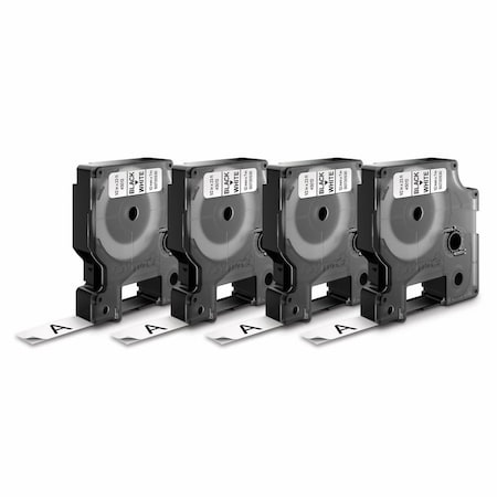Dymo D1 Standard Labels, 0.5" x 23 ft, Black Print on White Tape, PK4 2025518