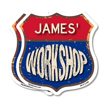 Signmission James's Workshop, 6 inch X 6 inch, Plastic Sign, 2PK SHI-P-2PACK-6-489-JAMES