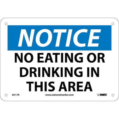 Nmc Notice No Eating Or Drinking In This Area Sign, N217R N217R