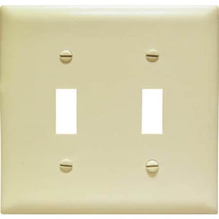 Legrand TradeMaster TPJ Series Wallplate, 5.0625 in L, 5-1/8 in W, 2-Gang, Plastic, Ivory, Matte TPJ2ICC10