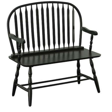 Homeroots 44in Black Solid Wood Distressed Bench 733251