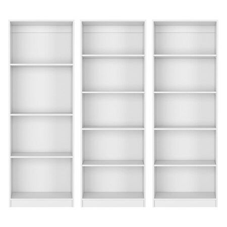 Homeroots Set of Three White Wood Fourteen Tier Modular Bookcase, 3PK 546631