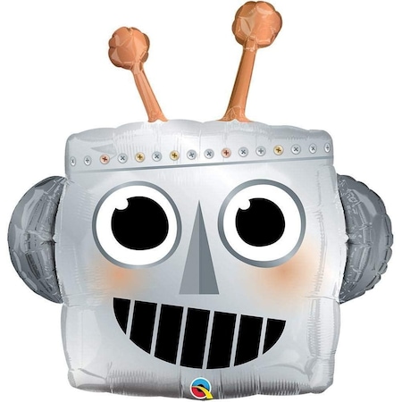 Loonballoon Alien, Space, Earth Theme Balloons, Robot Head LOON-LAB-16412-Q-P