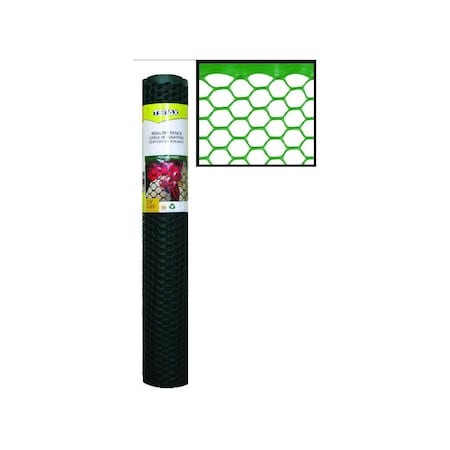 Tenax Poultry Fence, 25 ft L, 2 ft W, 3/4 x 3/4 in Mesh, Plastic, Green 72120942