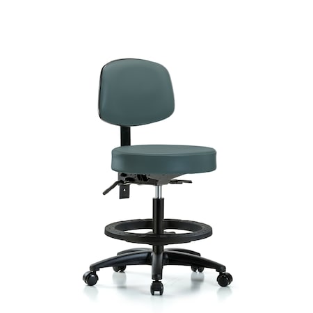 Blue Ridge Ergonomics Bench Stool, Med, Vin, Bk, Tilt, BF, Cast, Blu BR-VMBST-RG-T1-BF-RC-8546