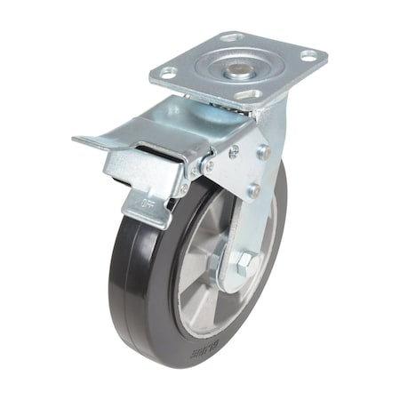 Vestil Rubber Swivel With Total Brake Caster 8 In. Diameter x 2 In. Width 881 lb Black/Gold CST-VE-8X2MRA-SWTB