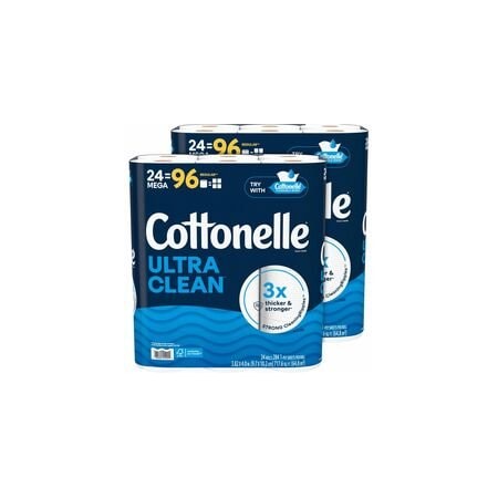 Cottonelle Kimberly-Clark Professional Ultra Clean Toilet Paper, 1 Ply, White, Paper, Fiber, 24 Rolls Per, 2PK 55492