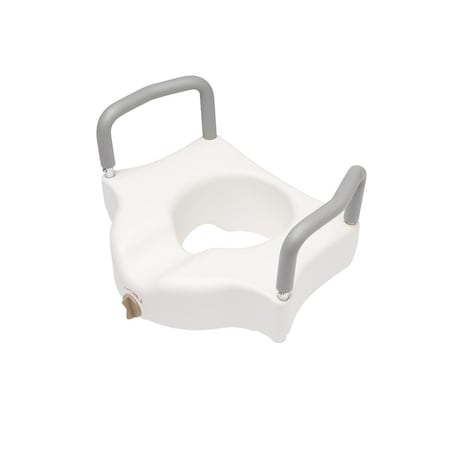 Medline 5in Raised Locking Toilet Seat, With Arms, 400 lb. Weight Capacity, Retail Packaging G4-502RX1
