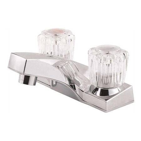Pfister 4 in. Centerset 2-Handle Bathroom Faucet with Acrylic Handles in Polished Chrome LG143-5002