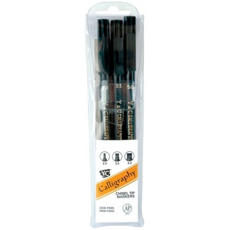 Yasutomo Calligraphy Chisel Tip Markers, 3PKG, 3PK NSC603A