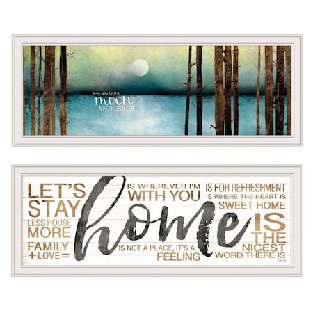 Homeroots Set Of Two Love or Home 3 White Framed Print Wall Art, 2PK 415805