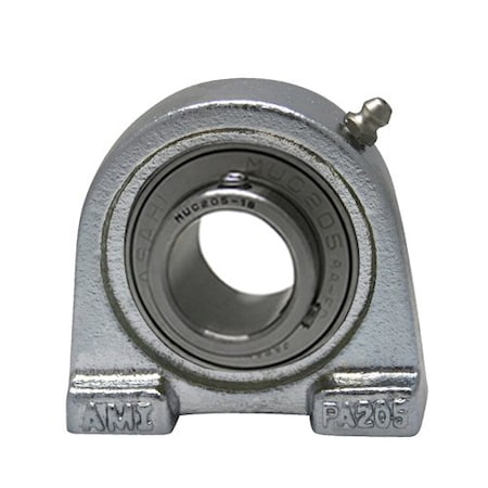 Ami Bearings SINGLE ROW BALL BEARING - 1-1/8in STAINLESS SET SCREW NICKEL TAPPED BASE PLW BLK MUCPA206-18NP