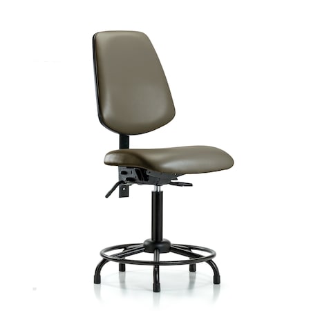 Blue Ridge Ergonomics Vinyl Chair, Med Bench, Round Tube Base, Med Back, Glides, Taupe BR-VMBCH-MB-RT-T0-A0-RG-8809