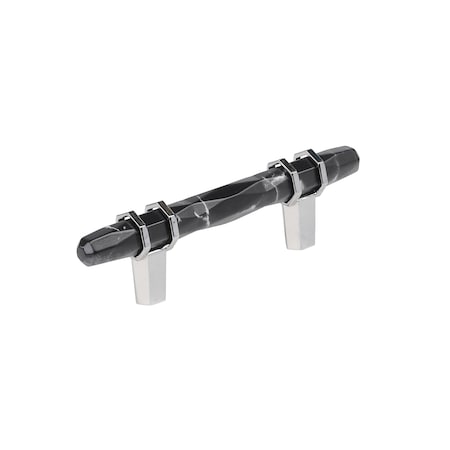 Amerock Carrione 3 inch 76mm Center-to-Center Marble Black/Polished Chrome Cabinet Pull BP36639MBK26