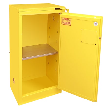 Securall Flammable Storage Cabinet, 16 Gallon, 1 Shelves, 24 in W x 46 in H x 18 in D, Yellow A310