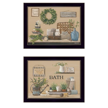 Homeroots Set Of Two Bath Time 3 Black Framed Print Bathroom Wall Art, 2PK 407158