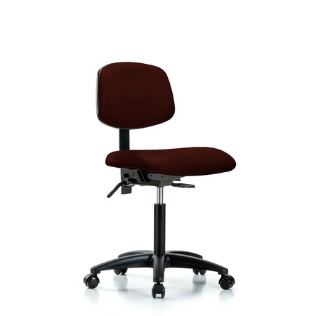 Blue Ridge Ergonomics Chair, Vinyl, Med Bench, Casters, Burg, No Arms, 22" to 29" Height, Burgundy BR-VMBCH-RG-T0-A0-NF-RC-8569
