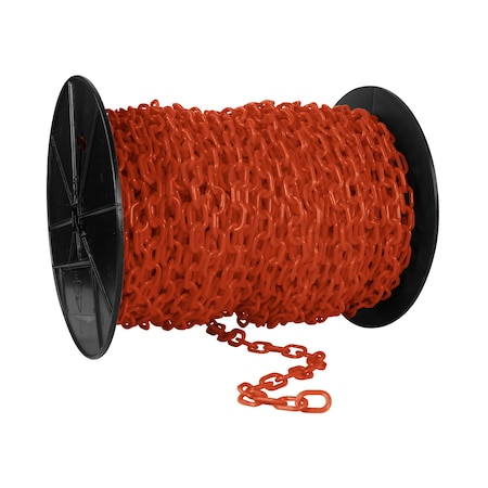 Mr. Chain 1" x 250' Traffic Orange Plastic Safety Chain - Reel 10113