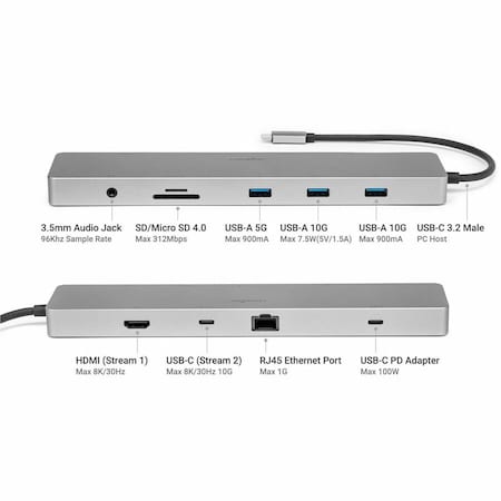 Rocstor PREMIUM USBC 10-IN-1 DUAL DISP Y10A323-S1