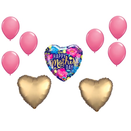 Loonballoon Mother's Day Theme Balloon Set, Standard Size Heart Shape Mother's Day Coloful Peonies Balloon LB-87702