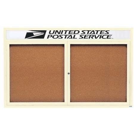 Aarco Enclosed Bulletin Board w/ Header Ivory Powder Coated Al Frame, 48''Hx72''W DCC4872RHIV