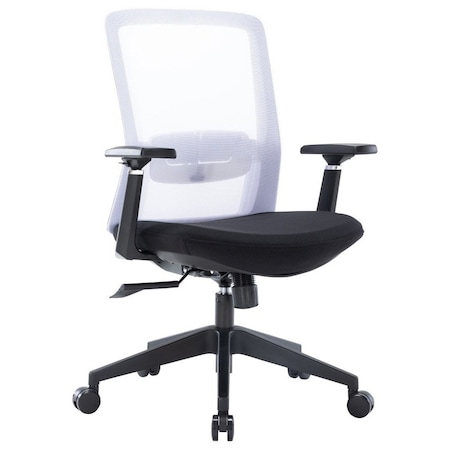 Leisuremod Ingram Office Task Chair with Adjustable Armrests and Swivel and Tilt, White IO20W