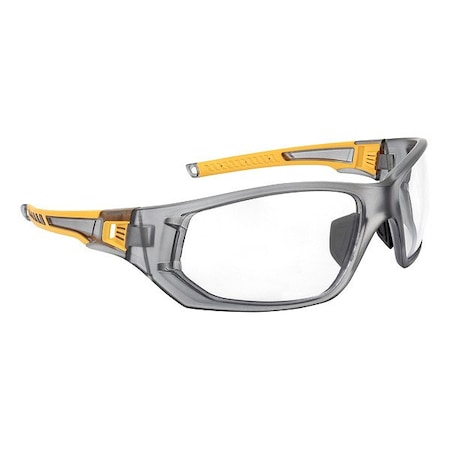 Dewalt Miter(TM), Safety Glasses, Clear Lens, Gray/Yellow Frame, Full-Frame DPG112-1D