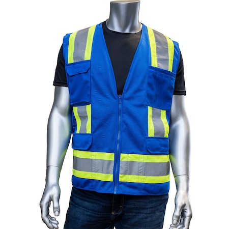 Pip ANSI Type O Class 1 Two-Tone Eleven Pocket Mesh Surveyors Vest 301-0500M-BL/M