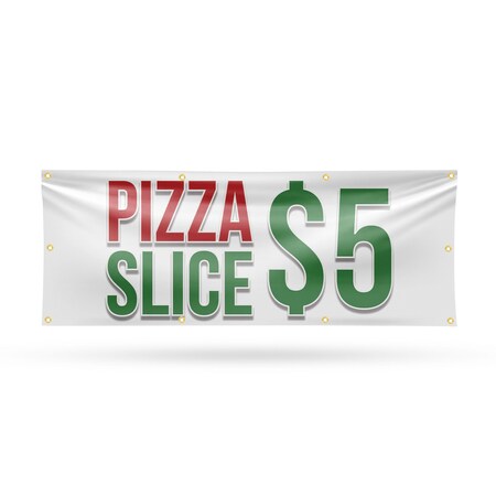 Signmission Pizza Slice $5, 36 Inch x 96 Inch, Vinyl Banner B-96-30809