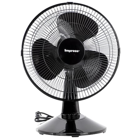 Impress 12 Inch 3 Speed Oscillating Table Fan in Black 750123318M