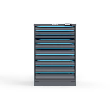 Strong Hold 10 drawer cabinet - (4x 2ft, 4x 3ft, 2x 4ft) - Blue accents - Electronic Lock S3044-PPRAS-1001FS