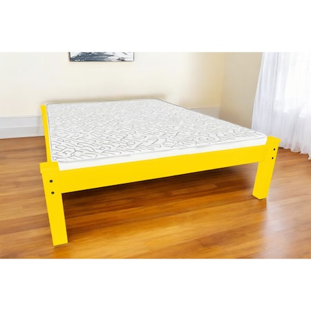 Homeroots Canary Yellow Solid Wood Full Bed Frame 546705