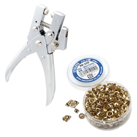 Kings County Grommet Tool Document Fastener w/ Eyelets Brass-Plated Grommet Press Punches & Rivets Pliers GW25S07-25S07-03