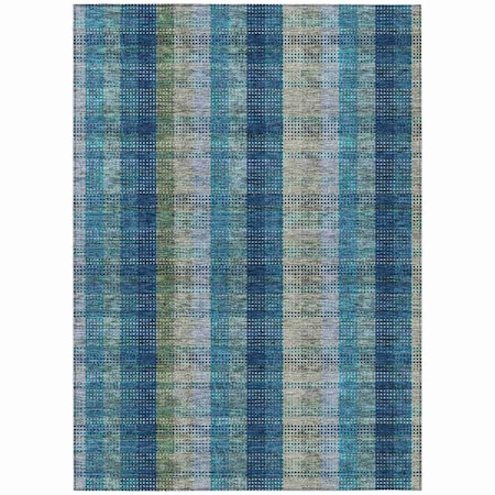 Homeroots 5' X 8' Teal Blue Navy Blue And Olive Green Plaid Washable Indoor Outdoor Area Rug 614018