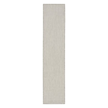 Homeroots 16' Ivory And Silver Geometric Indoor Outdoor Runner Rug 553022