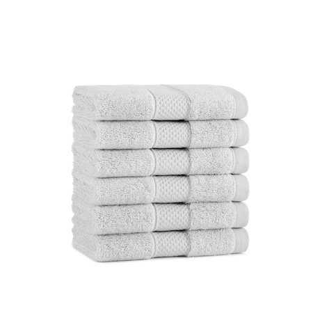 Arkwright Home Egyptian Cotton Washcloth 13x13 Light Grey - Pack of 6, 6PK P-EGYP-1313-LGY