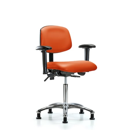 Blue Ridge Ergonomics Medium Bench Chair Chair, Vin, Med Ben, Chr Tilt AA Gld, Orange, Adjustable Arms, 22" to 29" Height BR-VMBCH-CR-T1-A1-NF-RG-8613