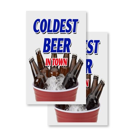 Signmission Coldest Beer In Town, Vinyl Decals Only 24 Inch x 36 Inch, Vinyl Decal, 2PK DSB-2436-2PACK-Coldest Beer In Town