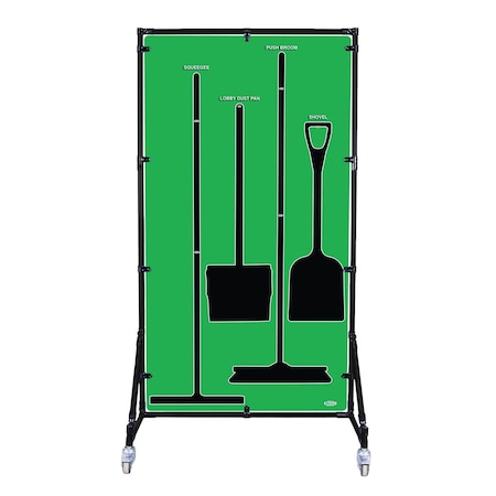 5S Supplies Housekeeping Shadow Board Broom Station V10, Green, Broom, No Text HSB-V10-GREEN-BO- NO TEXT