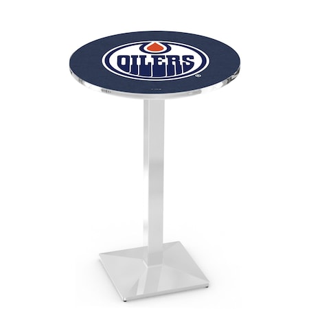 Holland Bar Stool Co 36" Chrome Edmonton Oilers Pub Table, 36" dia. Top L217C3636EdmOil