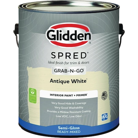 Glidden Spred Interior Grab-N-Go Paint + Primer Semi-Gloss Paint Antique Wht 1 Gal. GLSIN60AW/01