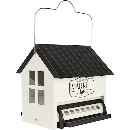 Squirrel Shield White Metal 5.5 Qt. Capacity Hopper Bird Feeder SPHOP-1