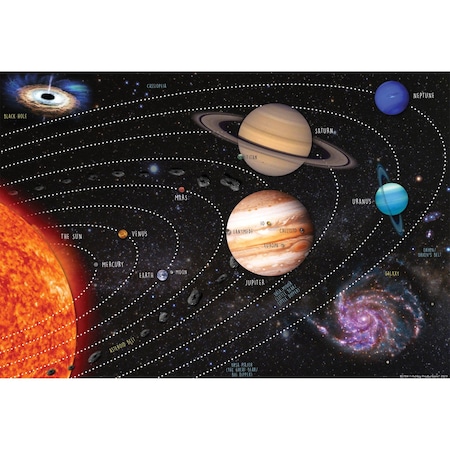 Ashley Productions Placemat Studio Smart Poly Solar System Learning Placemat, 13'' x 19'', Single Sided, 10PK 95704