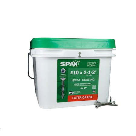 Spax #10 x 2-1/2 in Exterior Wood Deck Screws Construction Flat Head T-Star Plus Bulk Pail, 1500PK 3191670500600