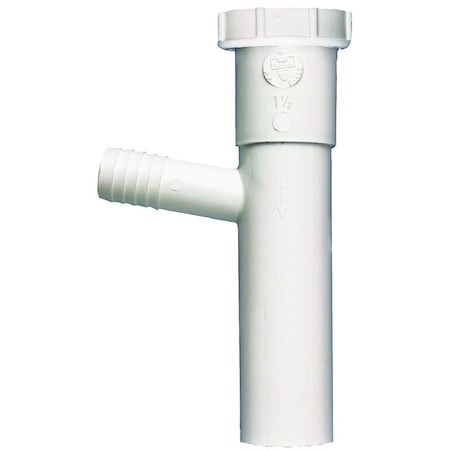 Plumb Pak Dishwasher Tailpiece, 1-1/2 in, 8 in L, Slip-Joint, 3/4 in 7/8 in O.D. Branch, Plastic, White PP66-4W